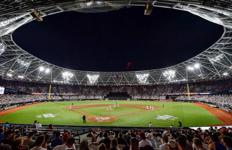 London, ENG; General view of the field during the seventh inning of the game between the Boston Red Sox and the New York Yankees at London Stadium. The New York Yankees won 17-13. Mandatory Credit: Steve Flynn-USA TODAY Sports