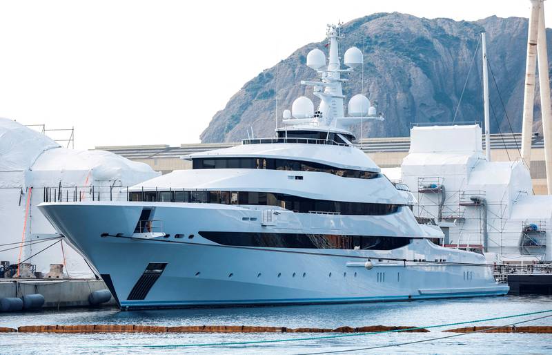 Superyatch 'Amore Vero,' which French authorities have said is linked to Rosneft's CEO Igor Sechin, is seen at La Ciotat Port near Marseille in France. Reuters