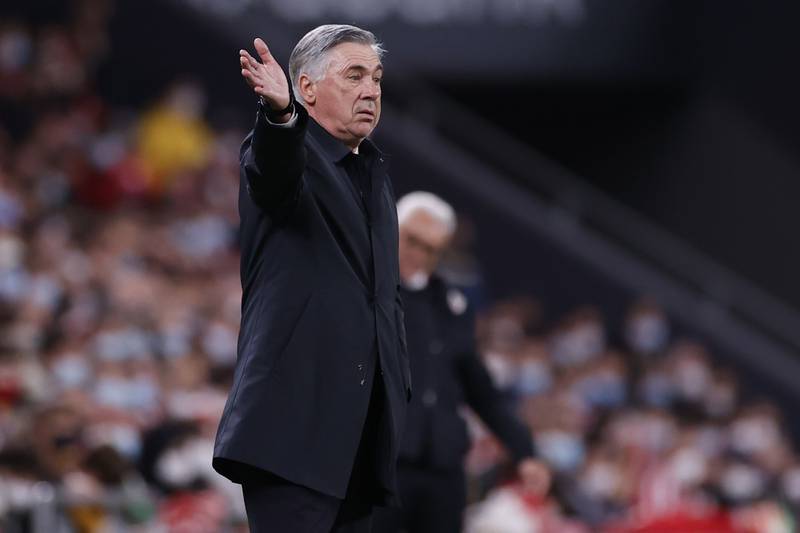 Real Madrid coach Carlo Ancelotti watches the action. AP