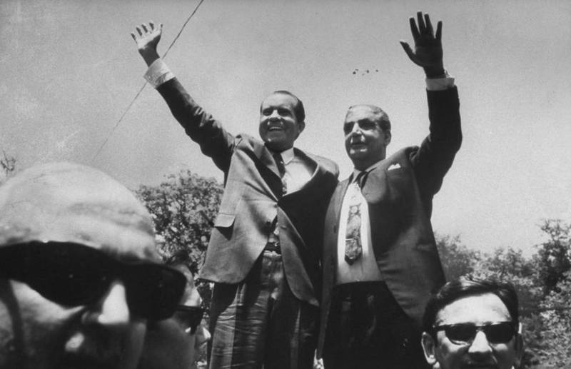 Then Pakistan President Yahya Khan, right, seen with then US president Richard Nixon in 1971. Relations between the US and Pakistan have peaked and trough over the years. Getty Images