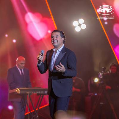 Lebanese crooner Ragheb Alama performs in Sharjah’s Al Majaz Amphitheatre. Courtesy Al Majaz Amphitheatre