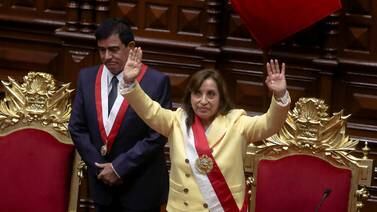 An image that illustrates this article Peru swears in first female president after Pedro Castillo arrested