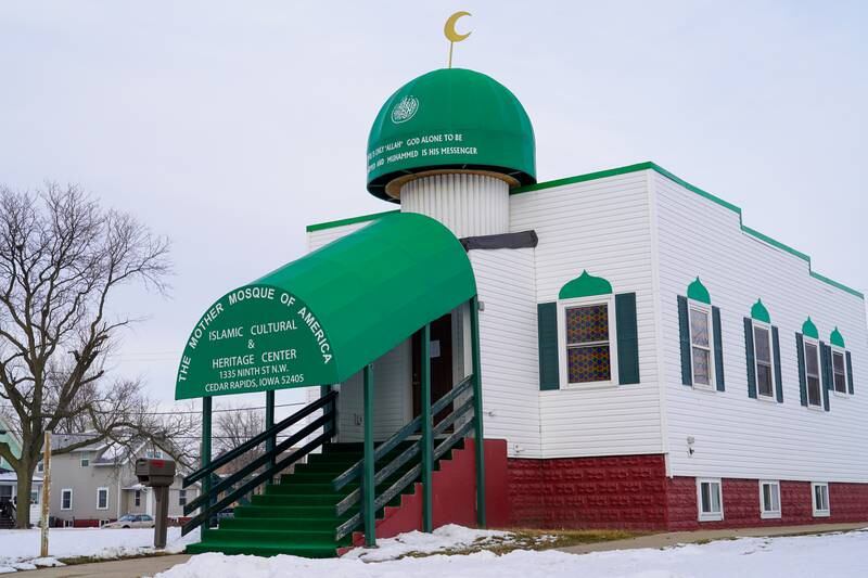 The mosque is built of wood, and is a simple square structure. 
