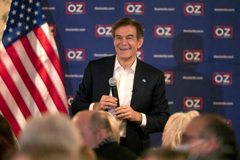 Mehmet Oz, a Republican candidate for US Senate in Pennsylvania, at a town hall campaign event in Old Forge. AP