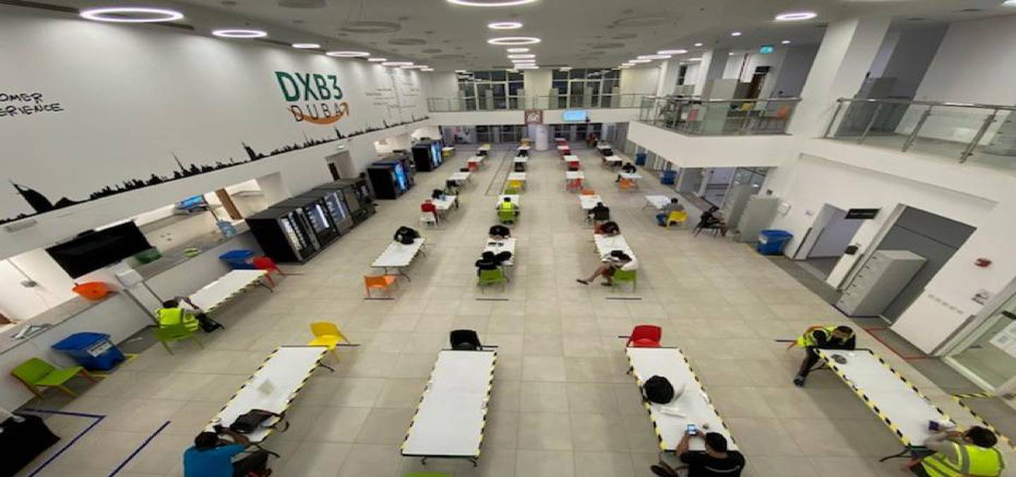 Amazon has implemented social distancing measures, such as spacing out break room tables at the 23,000 square-metre fulfilment centre in Dubai South. Photo courtesy Amazon Mena  