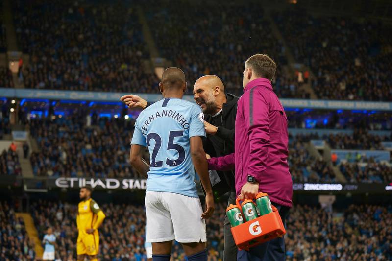 Pep Guardiola in a scene from All or Nothing: Manchester City. Courtesy Amazon