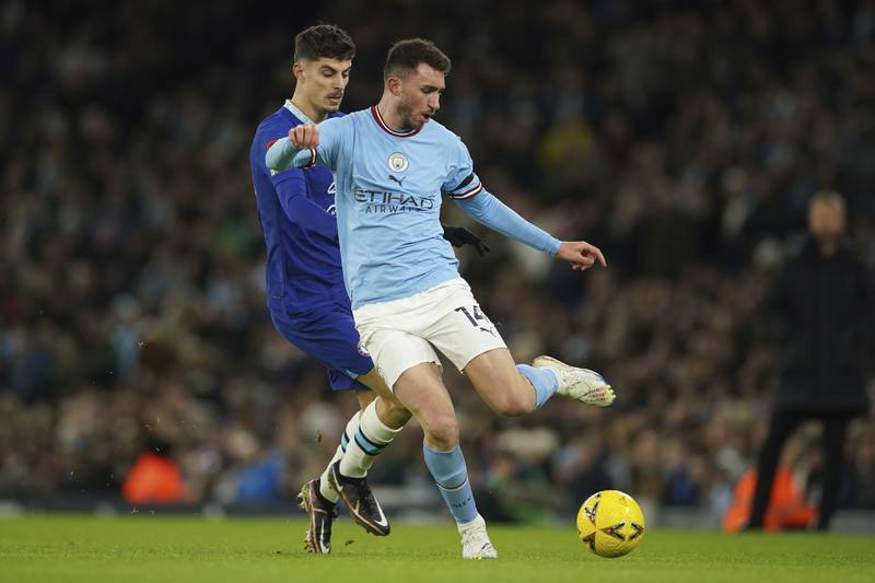 Aymeric Laporte - 8: Put in a dominant defensive performance, halting Ziyech after a loose pass from Sergio Gomez, and his presence caused the panic that resulted in Havertz conceding a penalty. AP