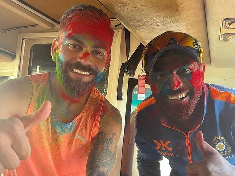 Virat Kohli and India team celebrate Holi ahead of blockbuster Ahmedabad Test