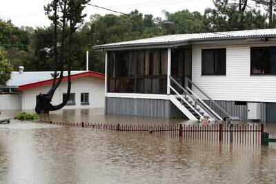 A partially submerged house in Ipswich, Queensland. EPA