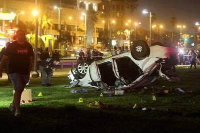 Five people were wounded and another killed in a suspected shooting and ramming attack at Tel Aviv's beach promenade on Friday. The attacker was shot dead. Reuters