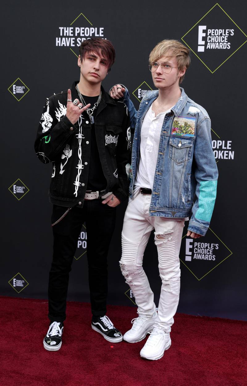 Colby Brock and Sam Golbach arrive at the 2019 People's Choice Awards in Santa Monica, California, on Sunday, November 10, 2019. Reuters