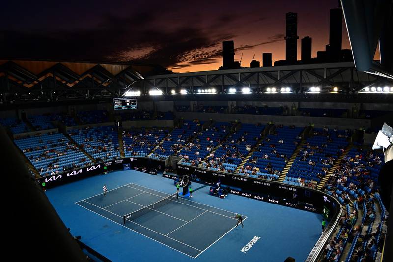 General view inside Margaret Court Arena during the first round match between Matteo Berrettini and Kevin Anderson. Getty Images
