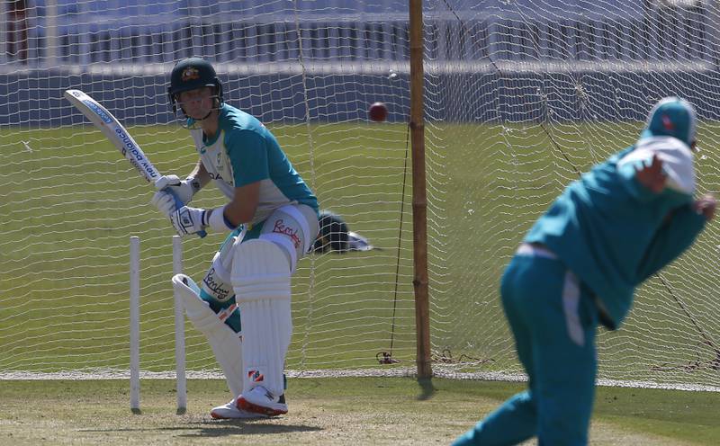 Australia's Steve Smith bats during a practice session in Rawalpindi. AP