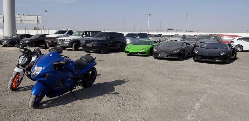 Dubai Police confiscated cars that were modified with power boosters to increase their engine speed. Courtesy: Dubai Police
