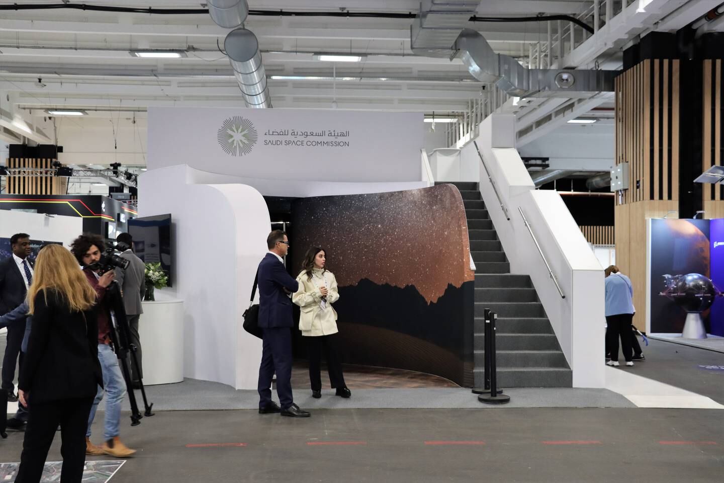 The Saudi space agency's stand at the IAC 2022 in Paris. Photo: Sarwat Nasir / The National
