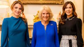 Jordan's Queen Rania wears Badgley Mischka and Roksanda to meet UK's Queen Consort Camilla