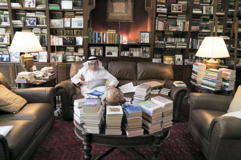 AL AIN, UNITED ARAB EMIRATES - SEP 2:Zaki Nusseibeh in his home in Al Ain. His library  contains over 40,000 books and is filled with his art collection.  Zaki Anwar Nusseibeh, is the Assistant Minister of Foreign Affairs and cultural adviser at the UAE Ministry of Presidential Affairs.(Photo by Reem Mohammed/The National)Reporter: Hala KhalafSection: 