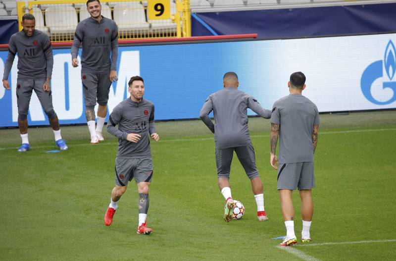 PSG's Lionel Messi during training. AP