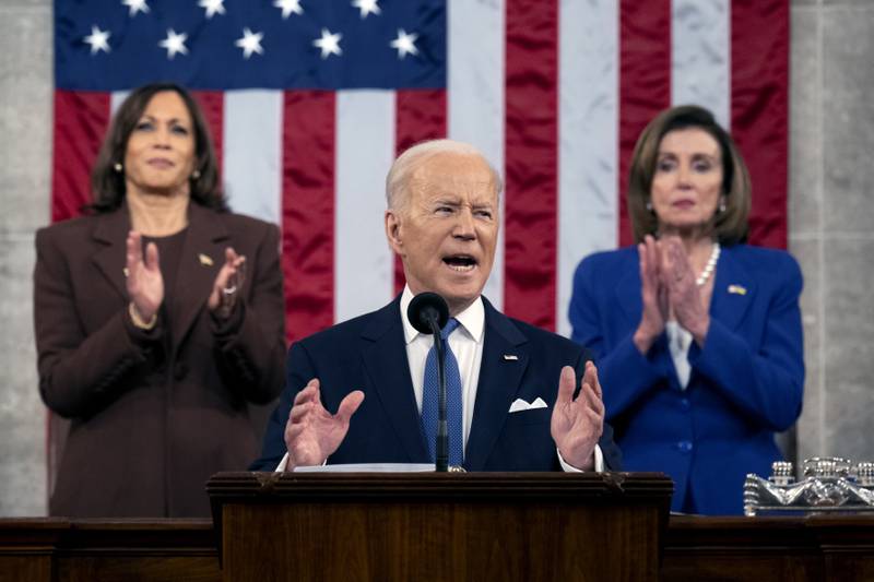 President Joe Biden delivers his State of the Union address to a joint session of Congress at the Capitol, Tuesday, March 1, 2022. AP