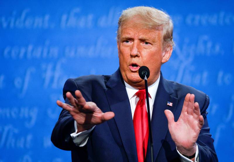 US President Donald Trump speaks during the final presidential campaign debate. Reuters