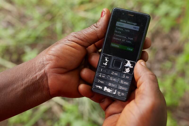 Farmers are given smartphones with the Ignitia app downloaded to monitor weather patterns. Photo: Ignitia