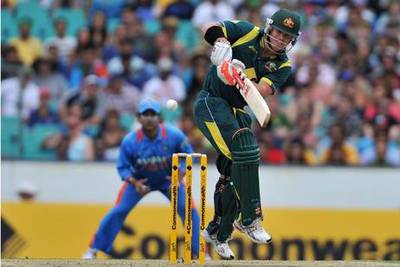Australia's David Warner his 68 runs off 66 balls against Sri Lanka.