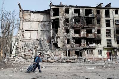 A badly damaged block of flats in Mariupol. Reuters