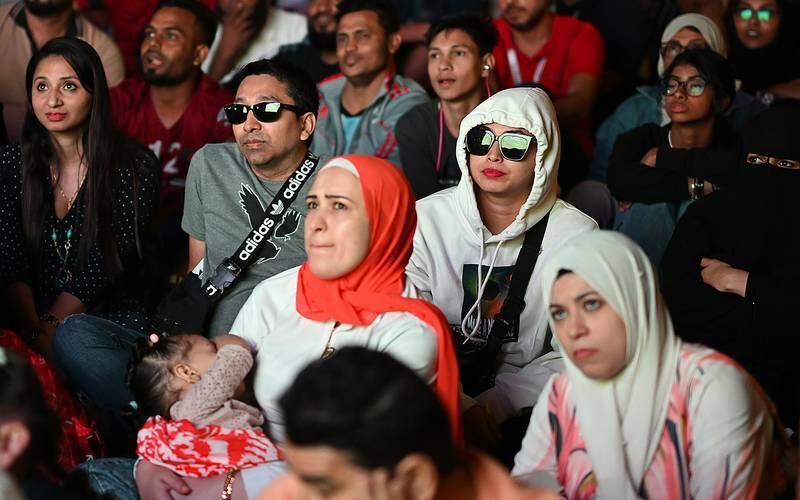 Fans watch at Doha Corniche. Getty Images