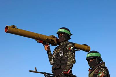 Members of the Ezzedine Al Qassam Brigades, the armed wing of the Palestinian Hamas movement, parade in Gaza City. AFP