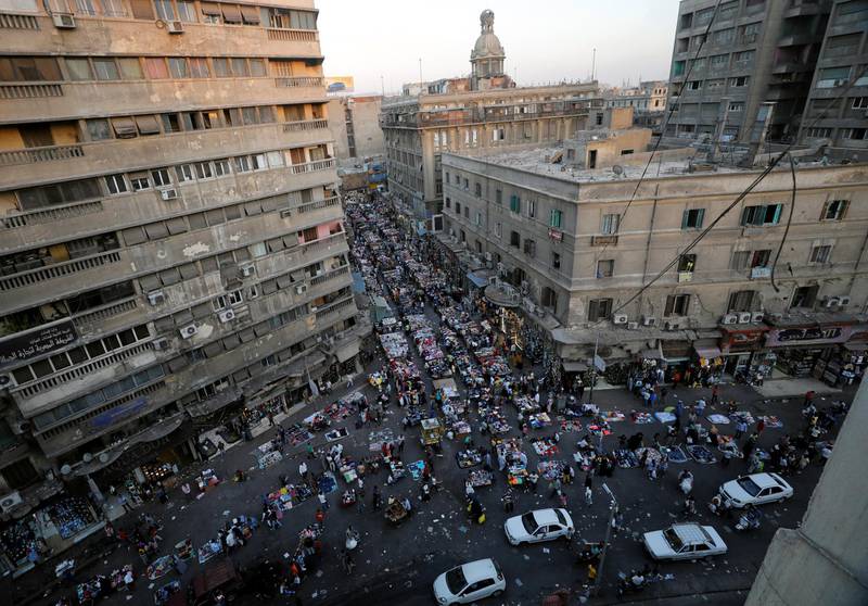 A view shows a crowd and shops at Al Ataba market, following the coronavirus disease (COVID-19) outbreak, in Cairo, Egypt July 16, 2020. REUTERS/Mohamed Abd El Ghany
