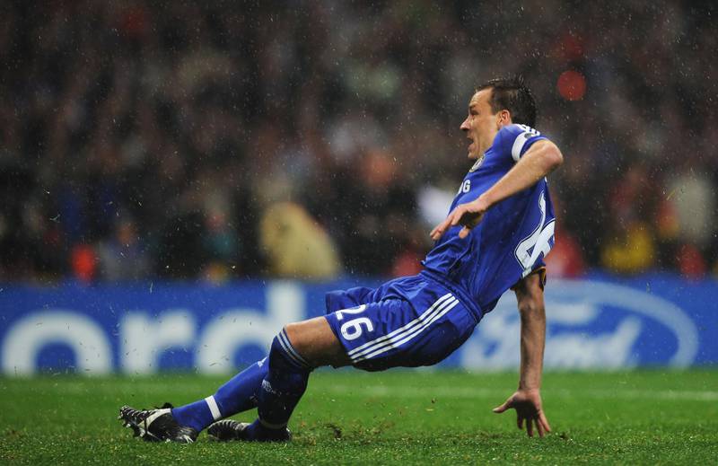 MOSCOW - MAY 21:  John Terry of Chelsea misses a penalty during the UEFA Champions League Final match between Manchester United and Chelsea at the Luzhniki Stadium on May 21, 2008 in Moscow, Russia.  (Photo by Shaun Botterill/Getty Images)