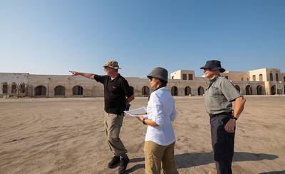 The Heart of Arabia team at the historical fort in Uqair