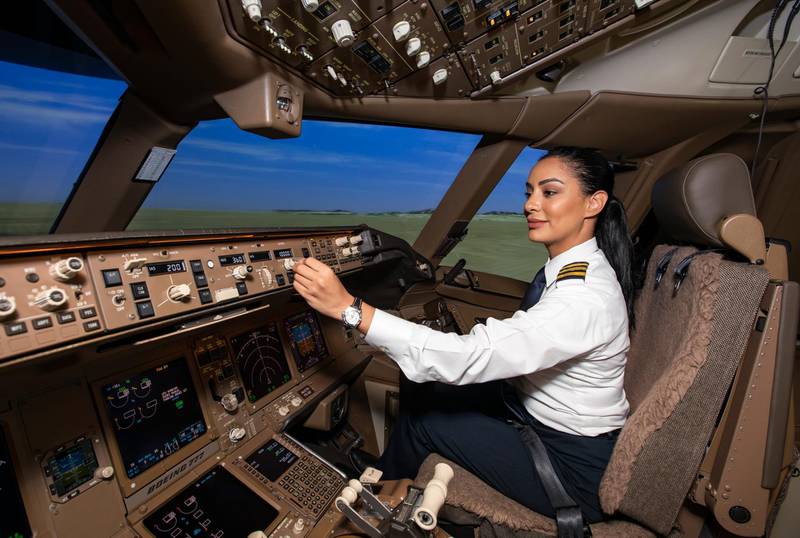 Rawia Abdulrahim Alriffi is a First Officer with Etihad Airways and looks forward to her country opening its doors to tourists. Courtesy Etihad 