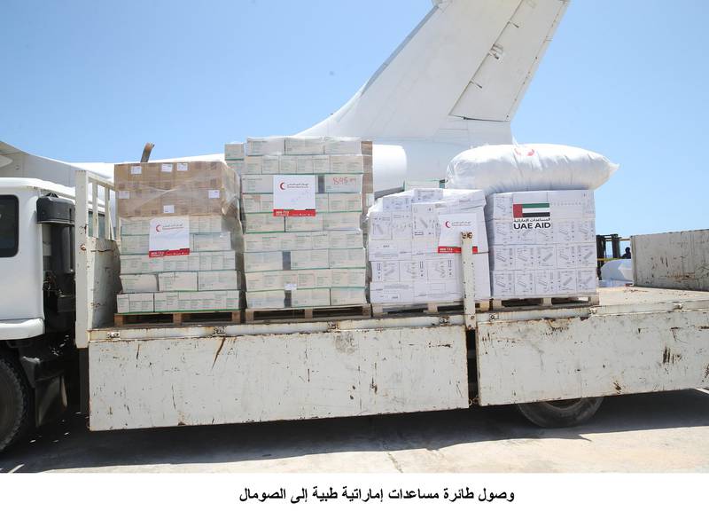 A UAE plane carrying medical supplies lands in Mogadishu. Wam