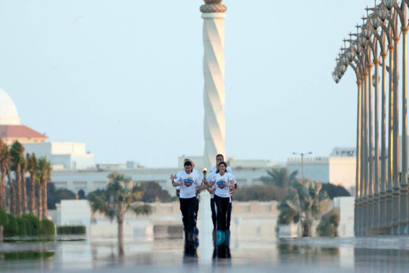 ABU DHABI, UNITED ARAB EMIRATES - March 10, 2019: The Special Olympics World Games 2019 Law Enforcement Torch Run, at the Presidential Palace.
( Eissa Al Hammadi for the Ministry of Presidential Affairs )
---