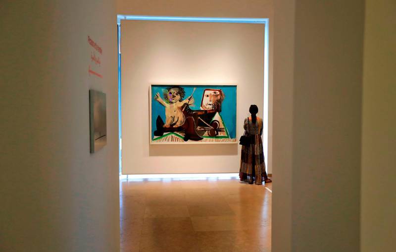 A visitor at the Picasso et la famille exhibition, which opened on Friday, September 27 in Lebanon's capital. Joseph Eid / AFP