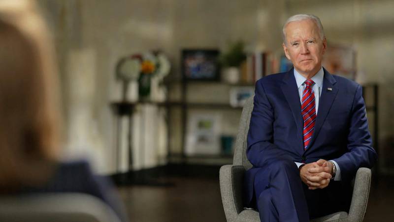 Former Vice President Joe Biden in an interview on TV show 60 Minutes conducted by Norah O'Donnell in Wilmington, Delaware.  AP