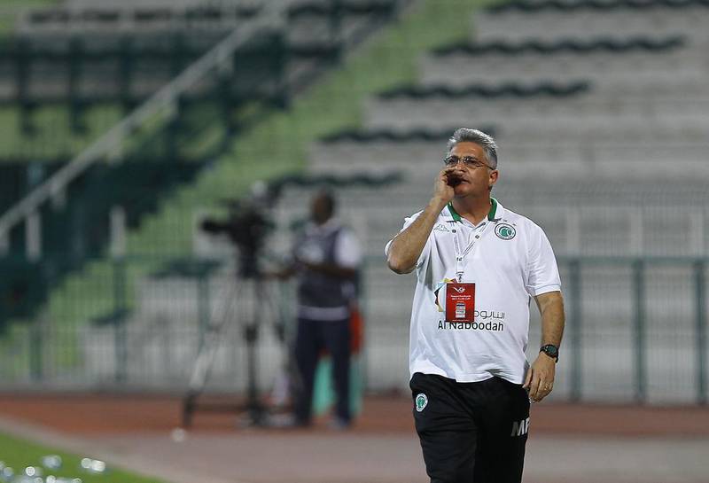 Despite a 1-0 setback at home to Bahrain's Al Muhrraq, coach Marcos Paqueta remains confident in Al Shabab's Gulf Clubs Cup quest.  Jeffrey E Biteng / The National
