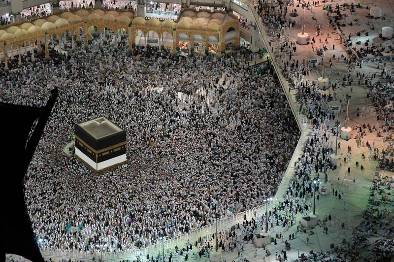 Pilgrims gather around the Kaaba at the Grand Mosque in Saudi Arabia's holy city of Makkah on August 8, 2019. AFP