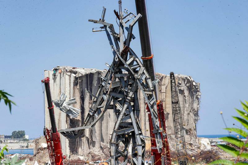 A sculpture made from debris of the Beirut blast. AFP