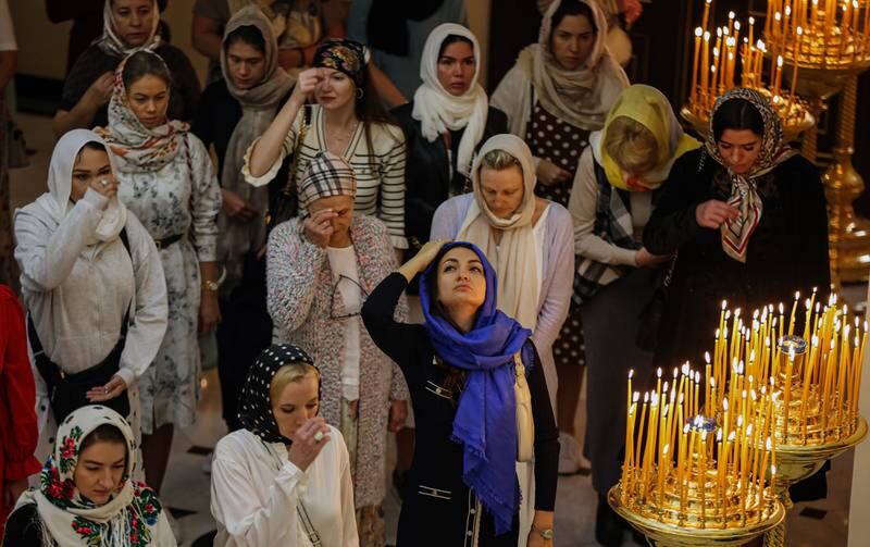 Orthodox Christian worshippers in Sharjah.