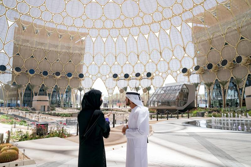 Sheikh Hamdan bin Mohammed visited the Expo 2020 site. Courtesy, WAM