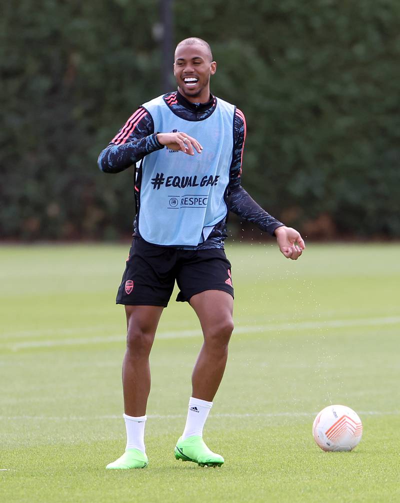 Arsenal defender Gabriel during training. PA