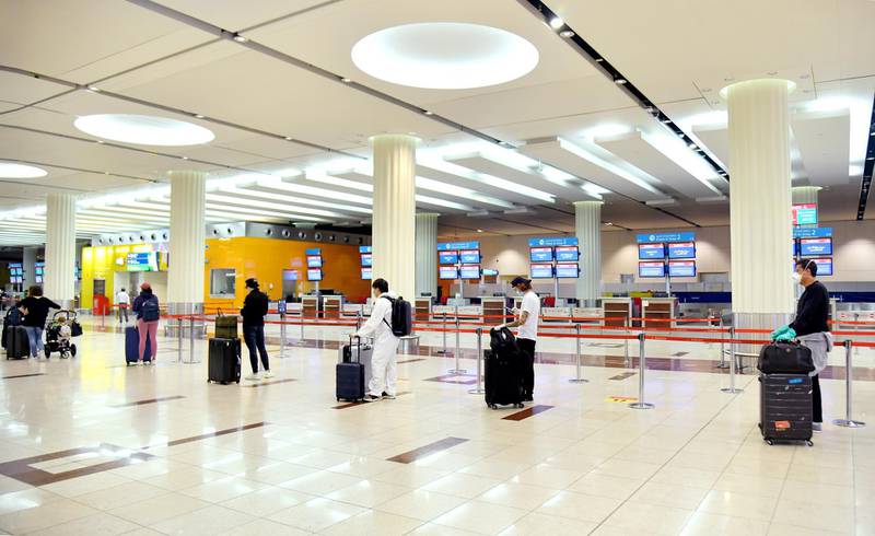 Social distancing measures in place at Terminal 3, Dubai International Airport. Courtesy Emirates