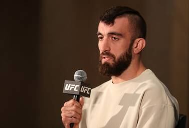 UFC Lightweight Mohammed Yahya speaks to the media before his fight against Trevor Peek at UFC 294 in Abu Dhabi. Hilton Hotel, Abu Dhabi. Chris Whiteoak / The National