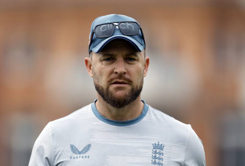 England's coach Brendon McCullum during training on Tuesday. Reuters