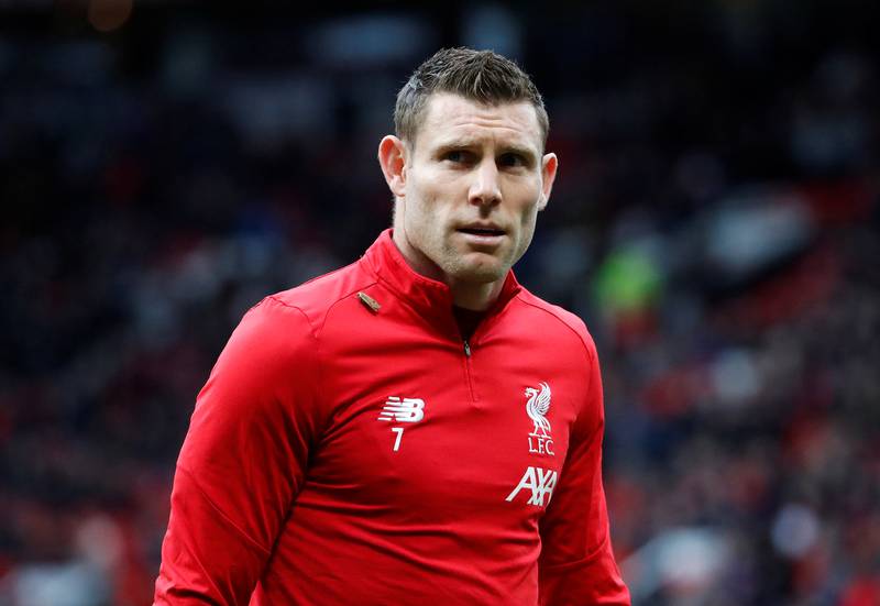 Soccer Football - Premier League - Manchester United v Liverpool - Old Trafford, Manchester, Britain - October 20, 2019  Liverpool's James Milner during the warm up before the match     REUTERS/Russell Cheyne  EDITORIAL USE ONLY. No use with unauthorized audio, video, data, fixture lists, club/league logos or "live" services. Online in-match use limited to 75 images, no video emulation. No use in betting, games or single club/league/player publications.  Please contact your account representative for further details.