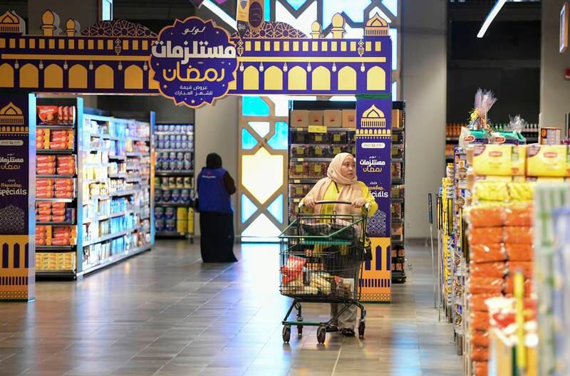 Ramadan decor throughout Lulu Hypermarket, Abu Dhabi. Khushnum Bhandari / The National