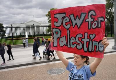 Activists calling for a ceasefire in Gaza protest outside the White House in Washington on Monday. Reuters