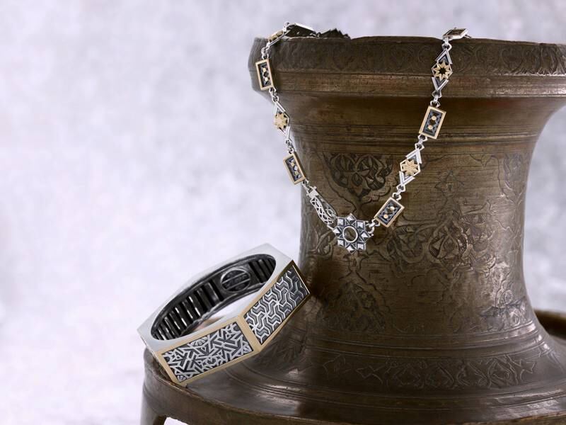 A bracelet and necklace from the Mamluk collection. Courtesy Azza Fahmy